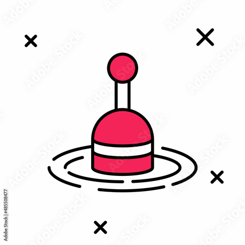 Filled outline Fishing float in water icon isolated on white background. Fishing tackle. Vector