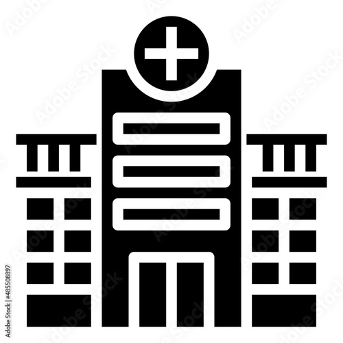 HOSPITAL BUILDING glyph icon,linear,outline,graphic,illustration