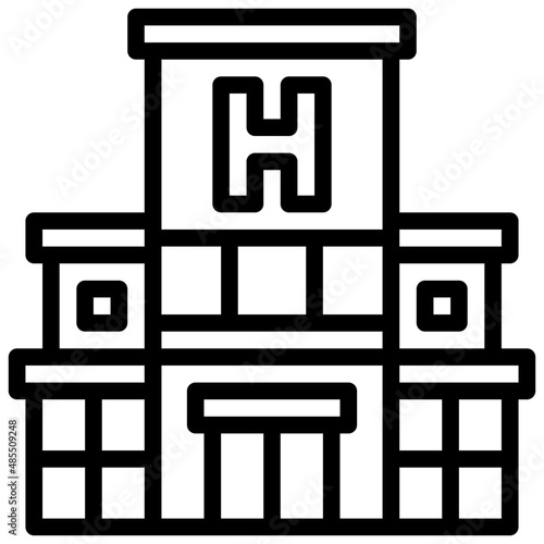 HOSPITAL BUILDING line icon,linear,outline,graphic,illustration