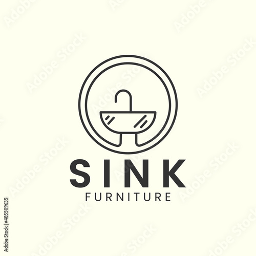 sink furniture minimalist line art logo emblem icon vector illustration template design
