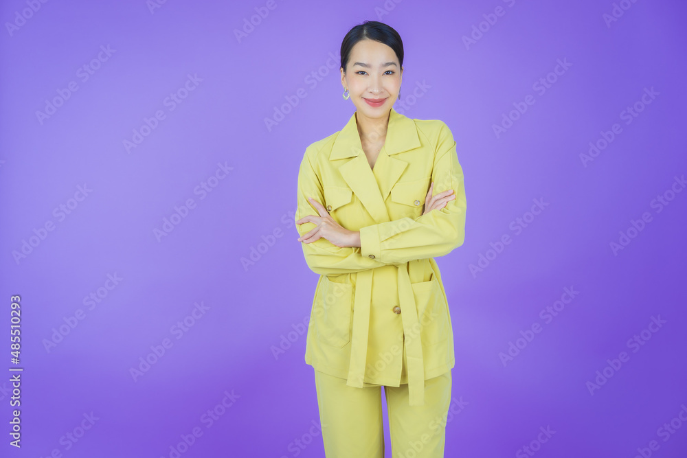 Portrait beautiful young asian woman smile with action