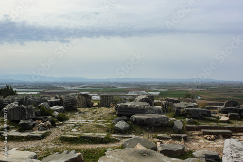 Soke, Aydin, Turkey - March 16 2014 - Ruins of the ancient city of Priene in Aydin, Turkey's Soke district photo