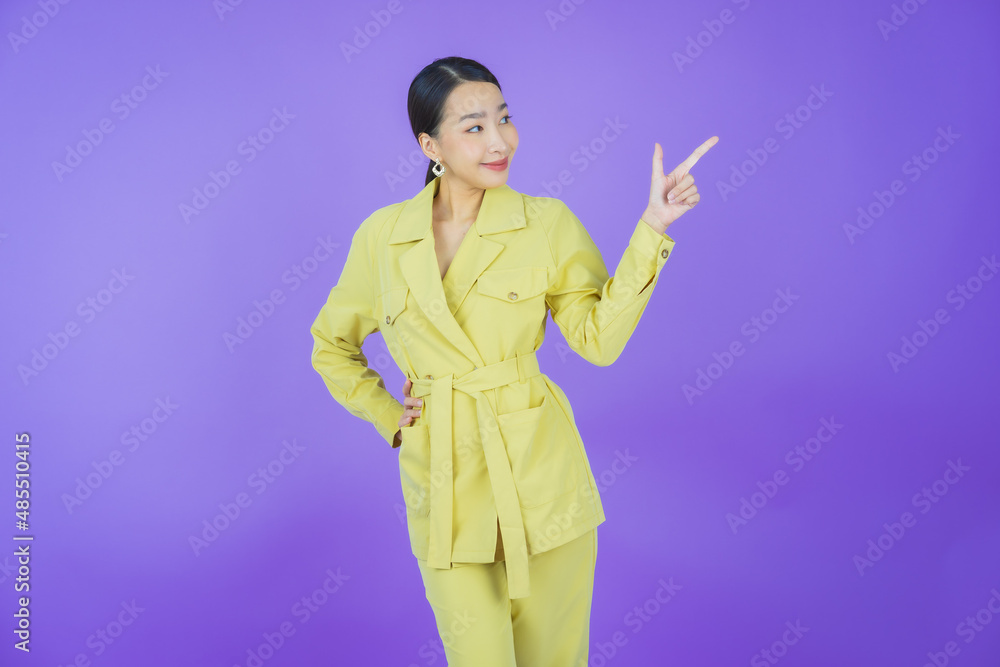 Portrait beautiful young asian woman smile with action