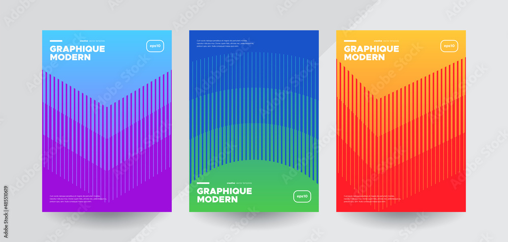 Minimal covers with Colorful halftone gradients. Future geometric patterns. Eps10 vector.