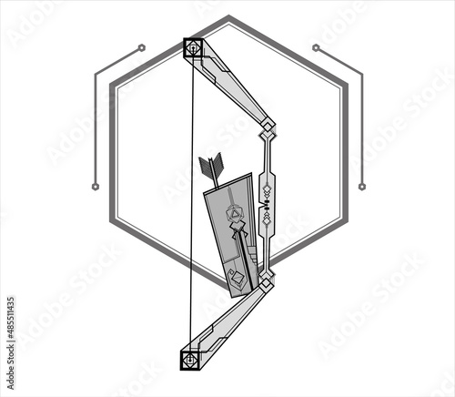 Dungeons and dragons bow symbol. Geometric line art.
