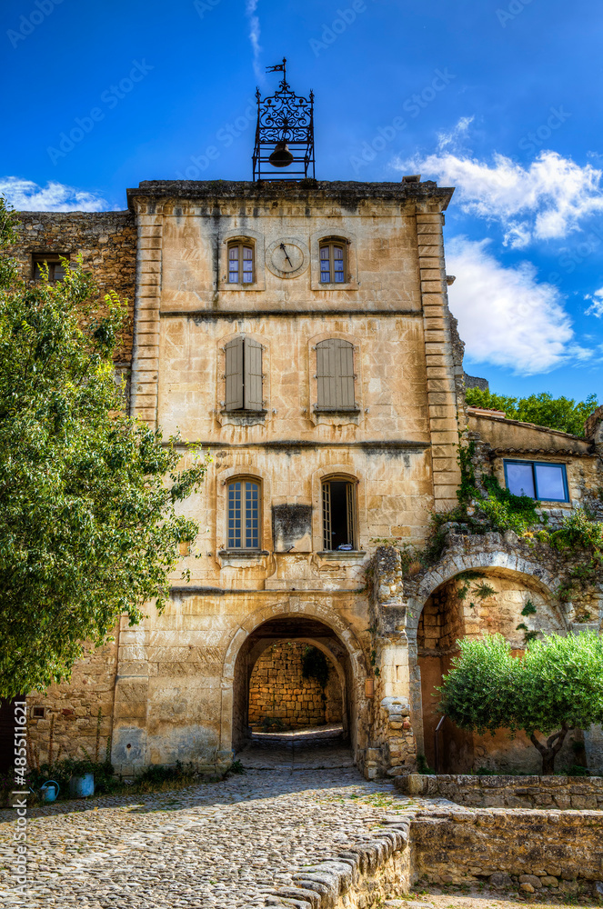 Fototapeta premium Bell Tower by the City Square of Oppede-le-Vieux, Provence, France