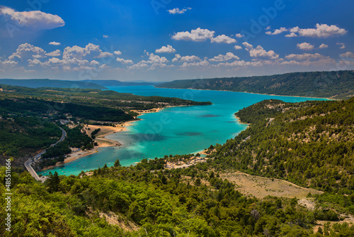 Fototapeta Naklejka Na Ścianę i Meble -  Lake of Sainte-Croix, as Seen from the Entrance of the Verdon Gorge, Provence, France
