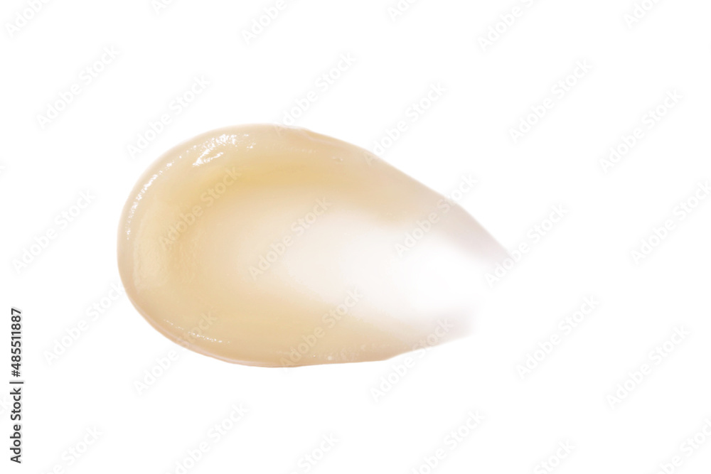 Hydrophilic oil based cleanser cleansing balm swatch. Gentle makeup removing cream isolated on white. Hydrophilic oil based cleanser cleansing balm swatch. Gentle makeup removing cream isolated on white.