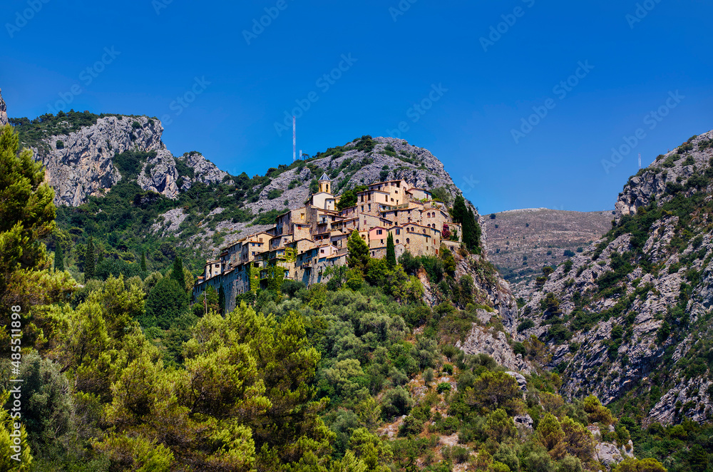 View of the Medieval Village of Peillon, Alpes-Maritimes, Provence, France