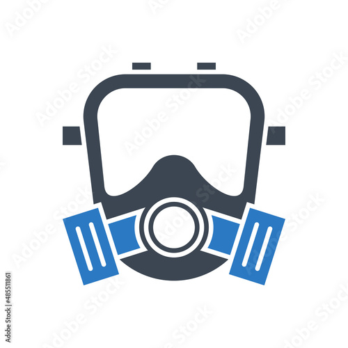 Gas mask related vector glyph icon. Gas mask sign. Isolated on white background. Editable vector illustration