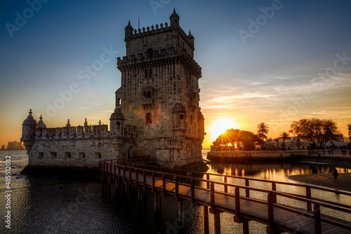 Evening and Sunset at the Belem Tower, or "Tower of St Vincent", Lisbon, Portugal