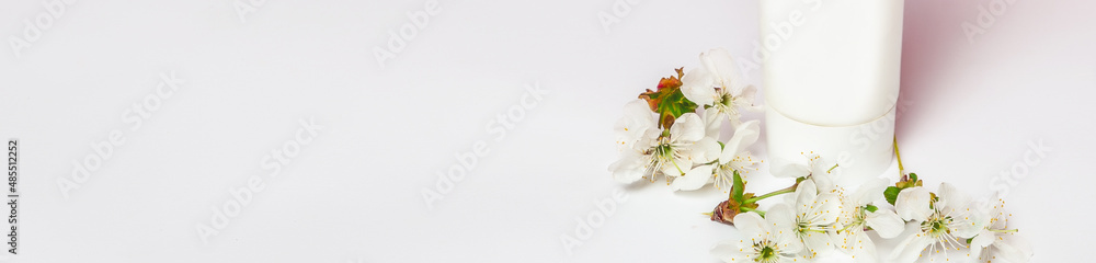 International women's day, Valentine's Day, happy birthday day. Various decorative cosmetics, spring flowers on white background. Flat lay. Copy space. advertising. International women's day, Valentine's Day, happy birthday day. Various decorative cosmetics, spring flowers on white background. Flat lay. Copy space. advertising.