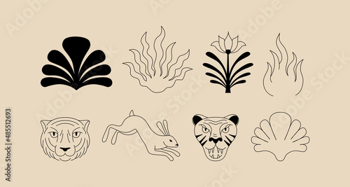 Vector illustration in simple linear  style - logo design template and graphic element for posters, prints, posts for social media
