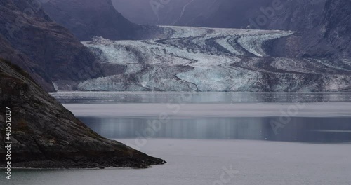 Glacier Bay Alaska cruise vacation travel.. Nature landscape of Lamplugh Glacier and Mount Fairweather Range mountains photo