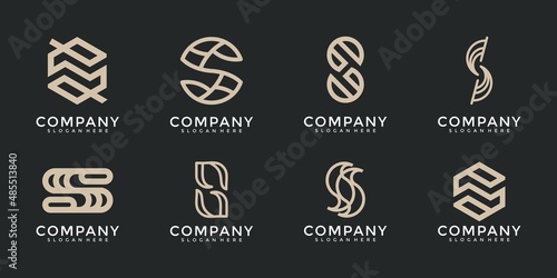 Set of abstract monogram initial letter s logo design template