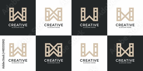 Collection abstract letter w logo design template.