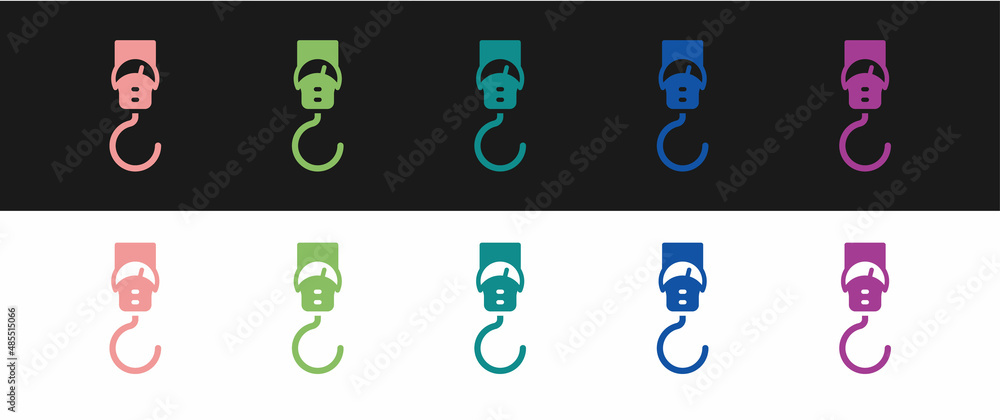 Set Spring scale icon isolated on black and white background. Balance for weighing. Determination of weight. Vector