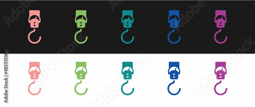 Set Spring scale icon isolated on black and white background. Balance for weighing. Determination of weight. Vector