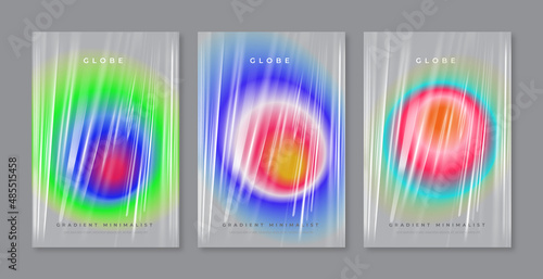 set of poster Blank transparent plastic foil wrap overlay mockup empty polymer film effect grey  color concept