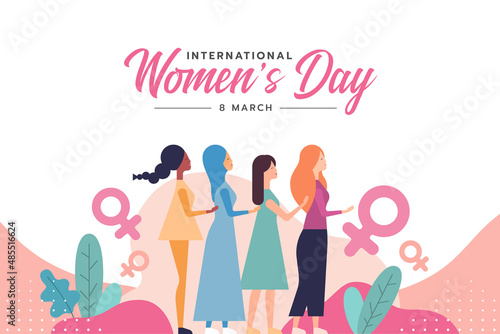 Vászonkép international women's day a diverse group of women are lined up between female s