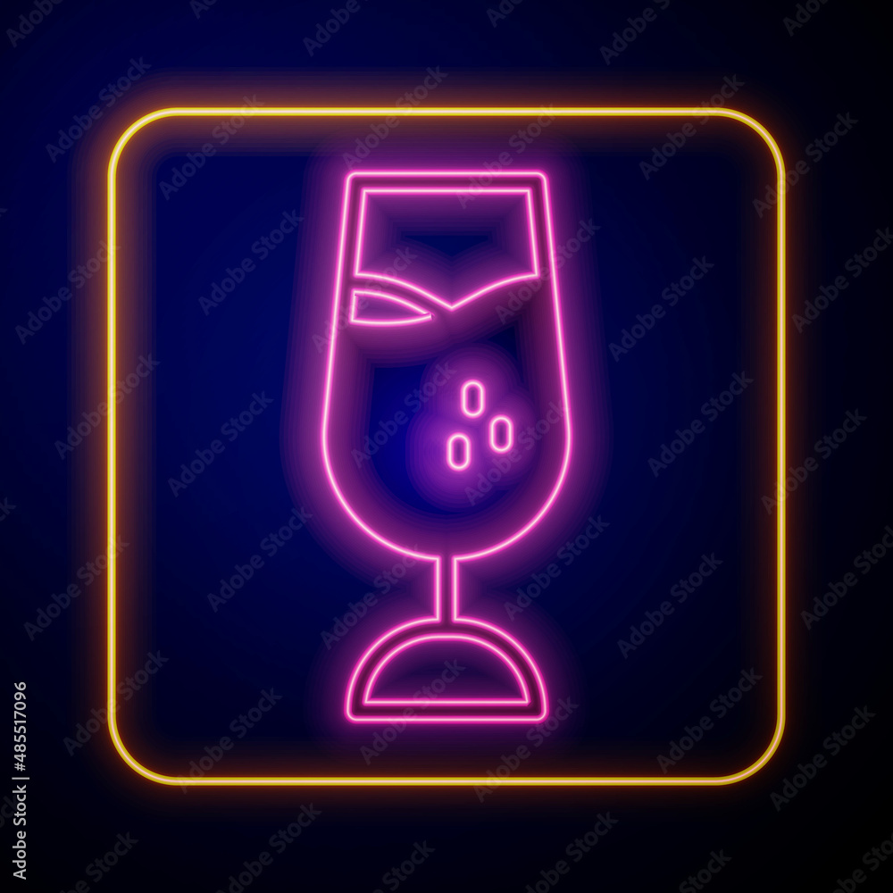 Glowing neon Wine glass icon isolated on black background. Wineglass sign. Vector Glowing neon Wine glass icon isolated on black background. Wineglass sign. Vector