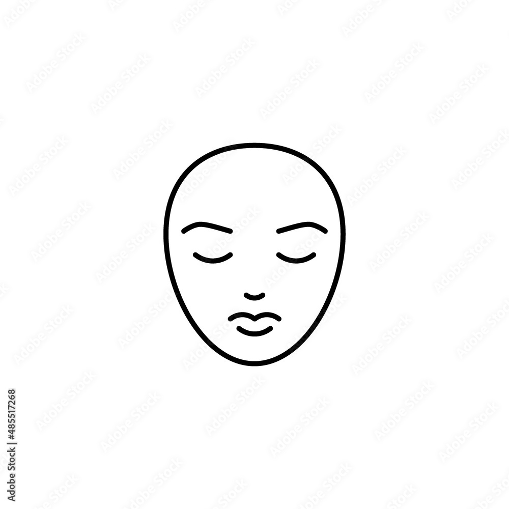 Face woman for beauty salon, line icon. Beautiful girl head, care procedure for face skin. Vector Face woman for beauty salon, line icon. Beautiful girl head, care procedure for face skin. Vector