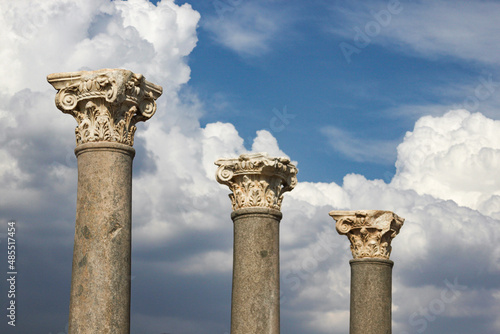 Selcuk, Izmir, Turkey - September 04 2016: Ephesus composite column capitals (UNESCO World Heritage List, 2015)