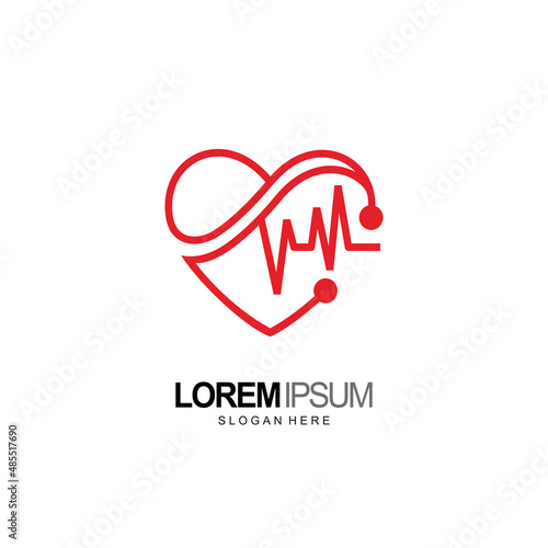 heart health logo, love and care design template