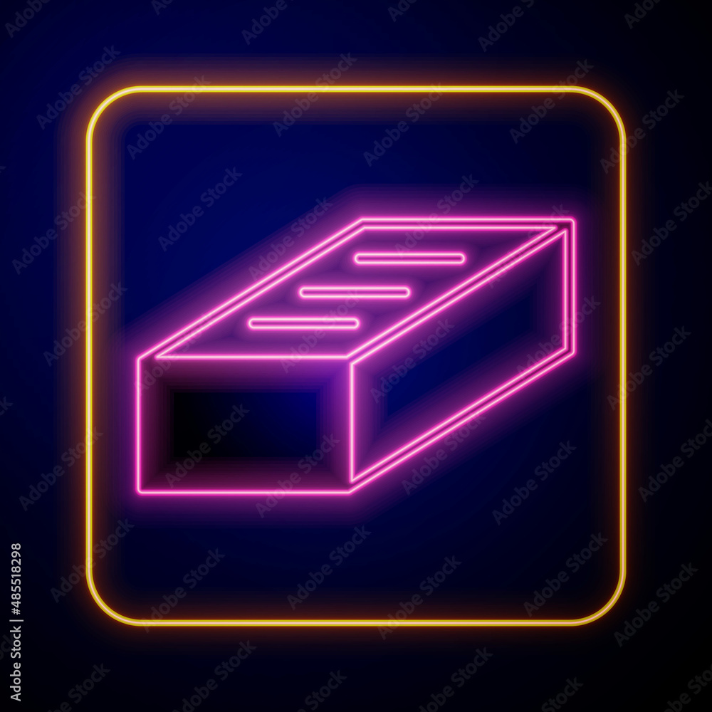 Glowing neon Brick icon isolated on black background. Vector Glowing neon Brick icon isolated on black background. Vector