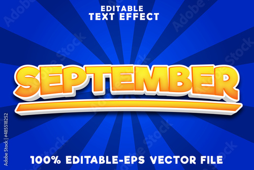 Editable text effect September with september yellow style