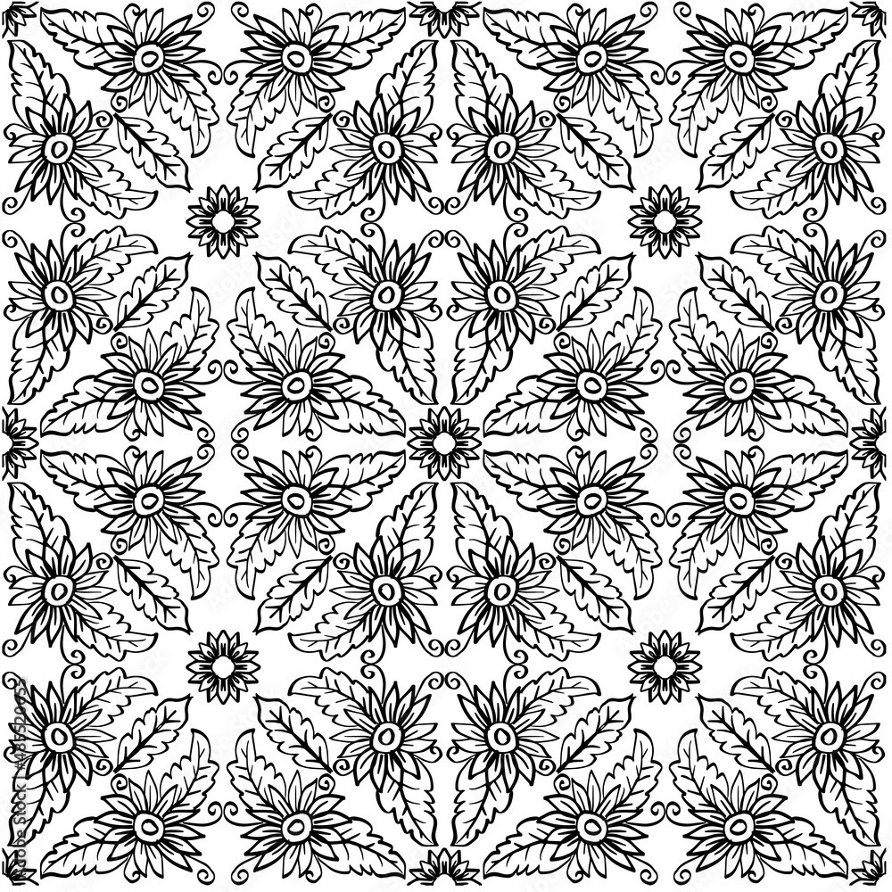 Mandala seamless pattern sunflower background. Mandala seamless pattern sunflower background.