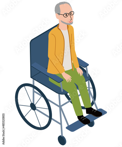  .アイソメ　パーマをかけたシニア女性　ショッピング