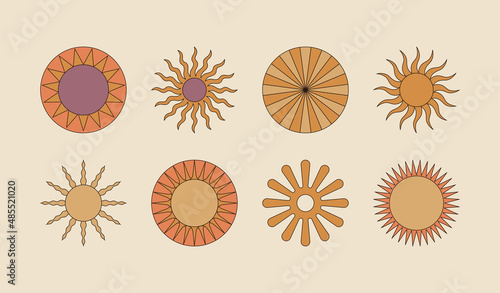 Vector set of design elements and illustrations in simple flat style - abstract forms and shapes with copy space for text - logo design templates, badges and stickers for posters, prints, banners