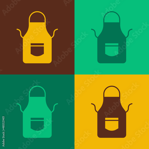 Pop art Blacksmith apron icon isolated on color background. Protective clothing and tool worker. Vector