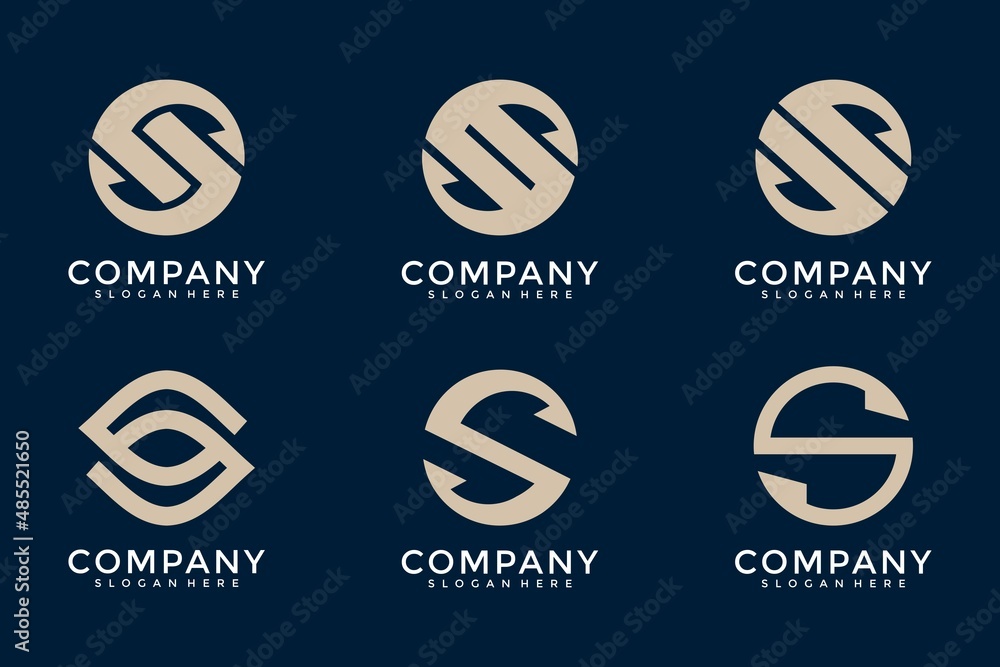 Set of creative monogram letter s logo design template