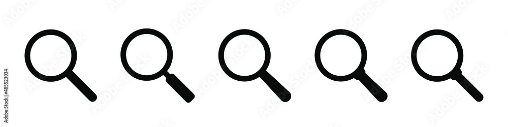 Search icon. Magnifying glass icon, vector magnifier or loupe sign. Search icon. Magnifying glass icon, vector magnifier or loupe sign.