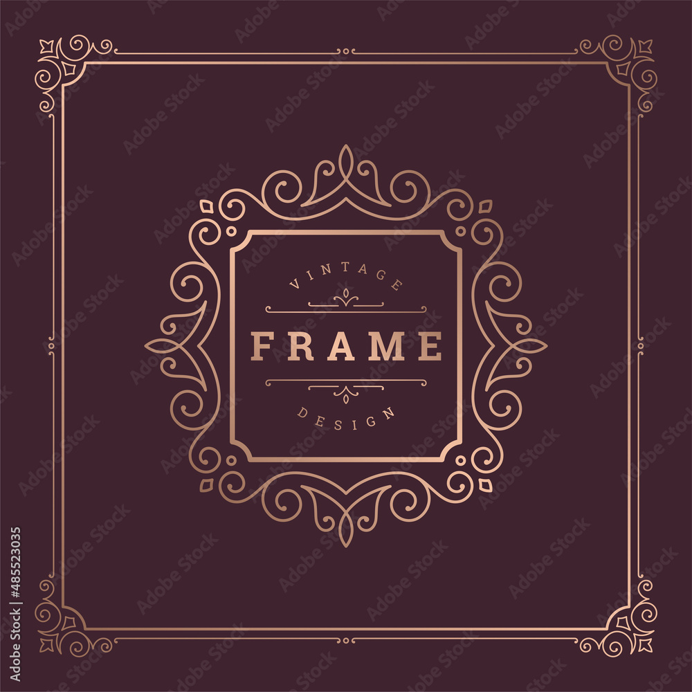 Vintage flourishes ornament swirls lines frame template vector illustration victorian ornate border for greeting cards
