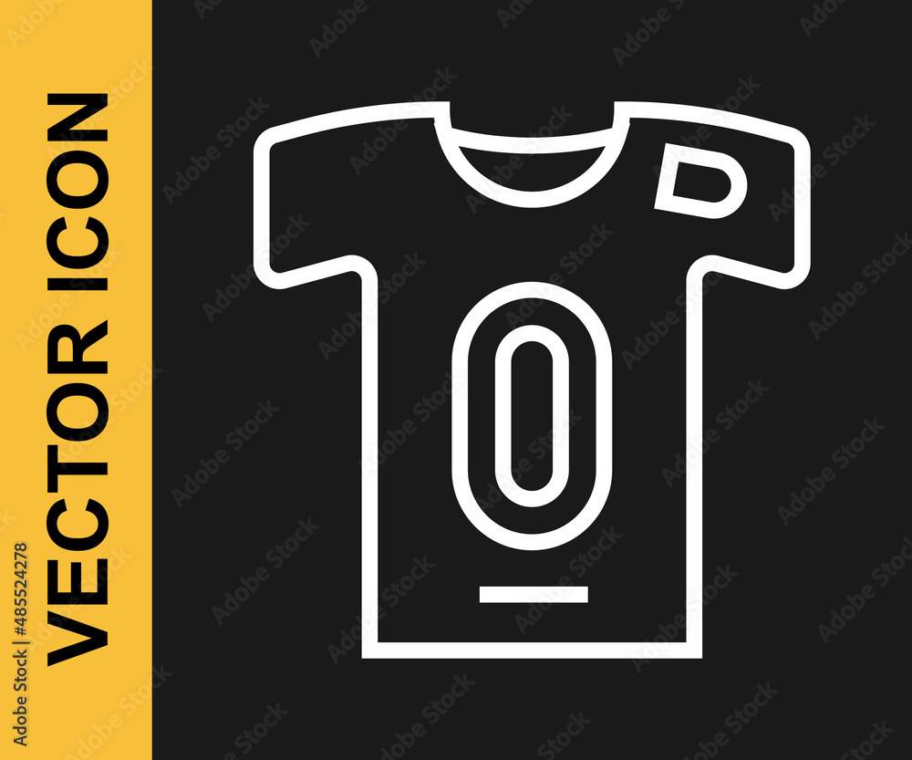 White line Football jersey and t-shirt icon isolated on black background. Vector White line Football jersey and t-shirt icon isolated on black background. Vector