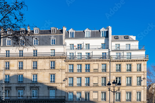 Paris, beautiful building rue Royale, in a luxury district 
