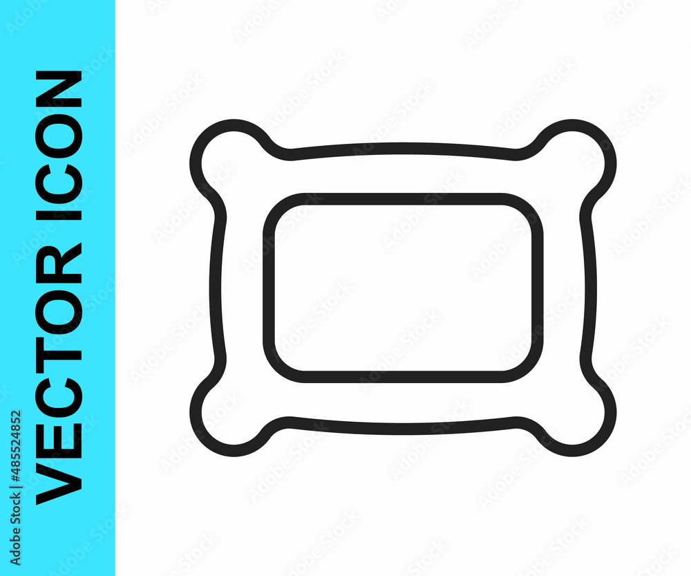 Black line Rectangular pillow icon isolated on white background. Cushion sign. Orthopedic pillow. Vector Black line Rectangular pillow icon isolated on white background. Cushion sign. Orthopedic pillow. Vector