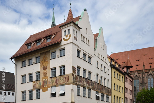 Historisches Bauwerk in der Altstadt von Nürnberg, Franken, Bayern