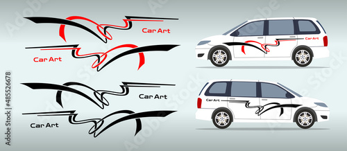 Car side sticker design. Auto vinyl decal template. Suitable for printing or cutting.
