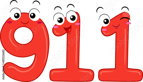 Mascot 911 Numbers Illustration