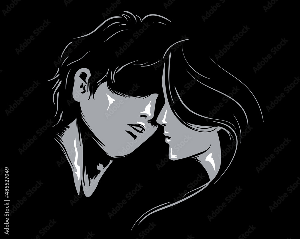 Couple Kissing Acceptance Girl Man Illustration
