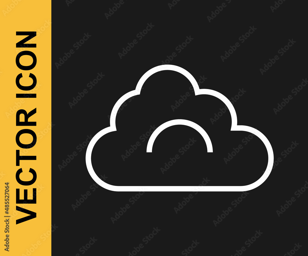 White line Cloud icon isolated on black background. Vector White line Cloud icon isolated on black background. Vector