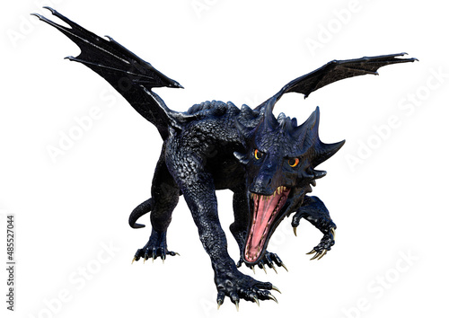 3D Rendering Fairy Tale Dragon on White