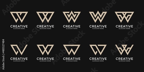 Set of creative monogram letter w logo template.