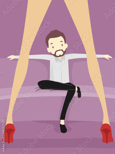 Man Girl Dance Strip Tease Illustration