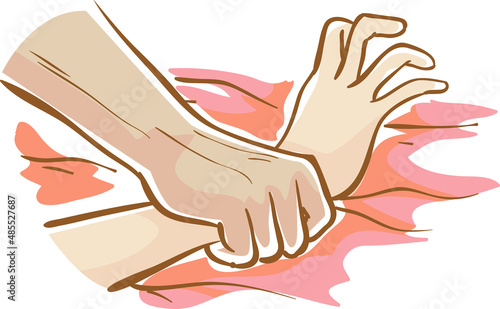 Man Woman Hands Sexual Assault Illustration