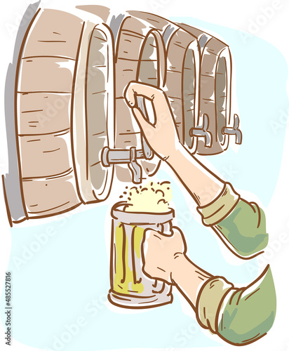 Hands Beer Barrels Illustra...